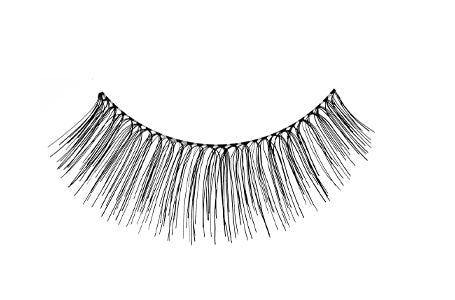 A single Ardell Natural 105 showing its rounded lash style & staggered lengths 