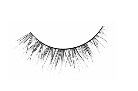 A closeup shot Ardell Self Adhesive 120 for the right eye showing its medium volume and medium length with crisscross, feathery faux lash