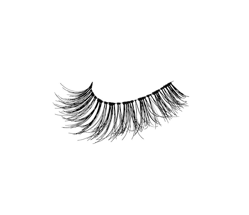 A closeup shot of Ardell Double Wispies featuring its flattery, medium volume &amp; long lashes