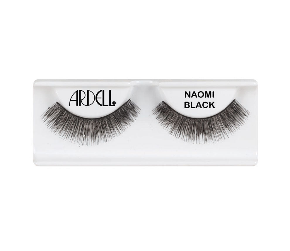 A pair of Ardell Runway Naomi Black false eyelashes offering bold, full-volume lash enhancement for a runway-ready style.