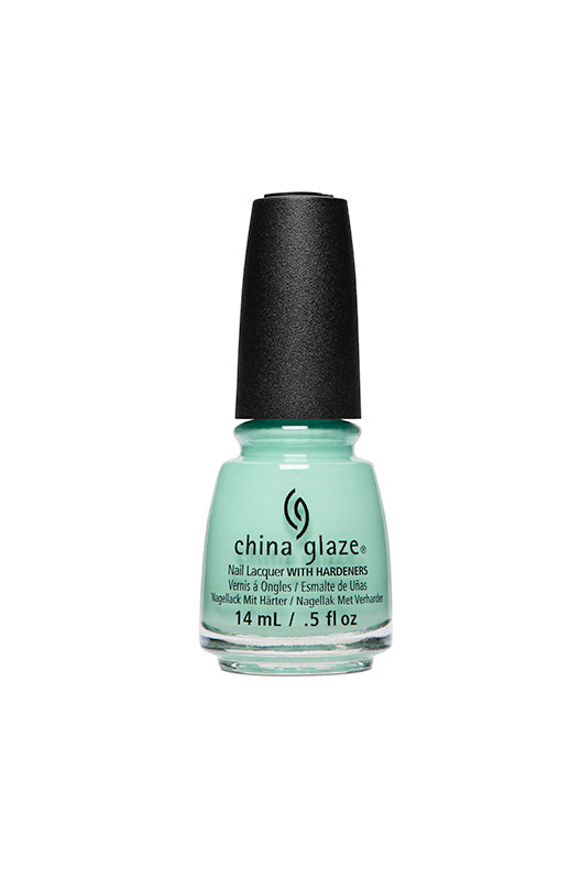 Capped nail polish in a 0.5-ounce glass bottle with a print from China Glaze in Too Much of a Good Fling variant