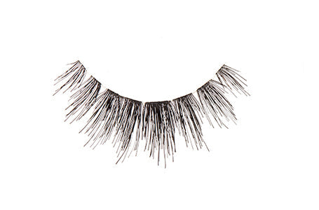 A closeup shot of Ardell Studio Effects 230 with its accented clustered, uneven lash style