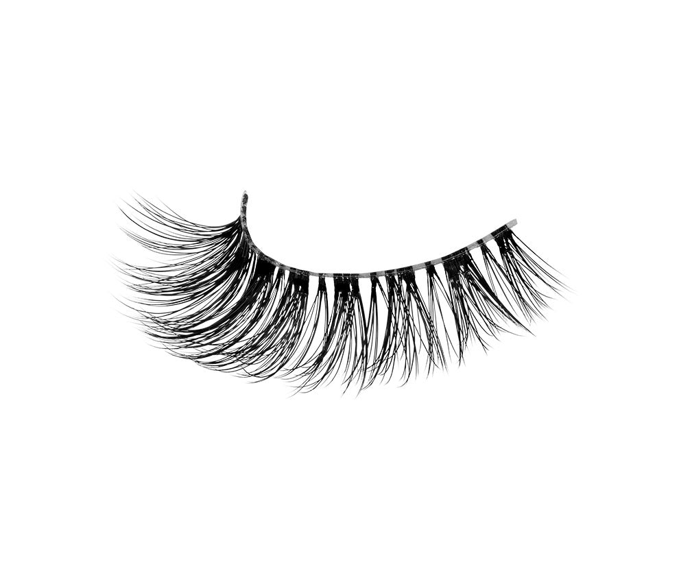 Close up shot of Ardell Faux mink Demi Wispies showing staggered, flared, fine &amp; natural lash