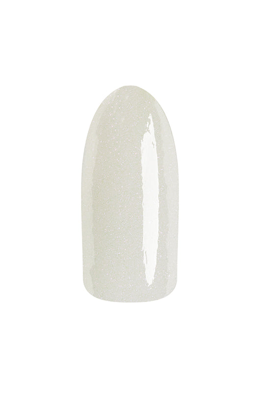 Pearlescent white swatch of EzFlow TruDIP Aphrodisiac on an artificial nail