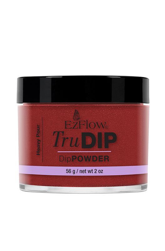 A transparent 2 ounce glass tub of EzFlow TruDIP Heavy Pour topped with black twist cap & printed with product details