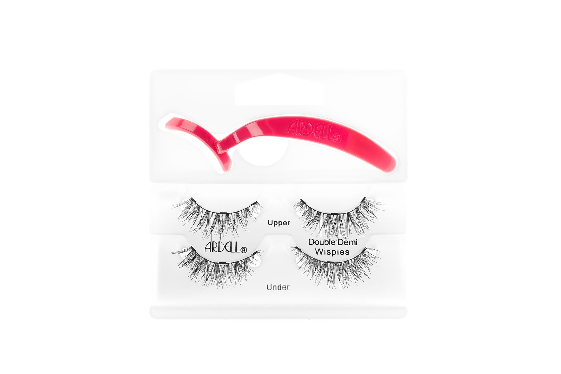 Ardell Magnetic Double Demi Wispies in inner packaging with applicator on top & set of upper & lower lashes below