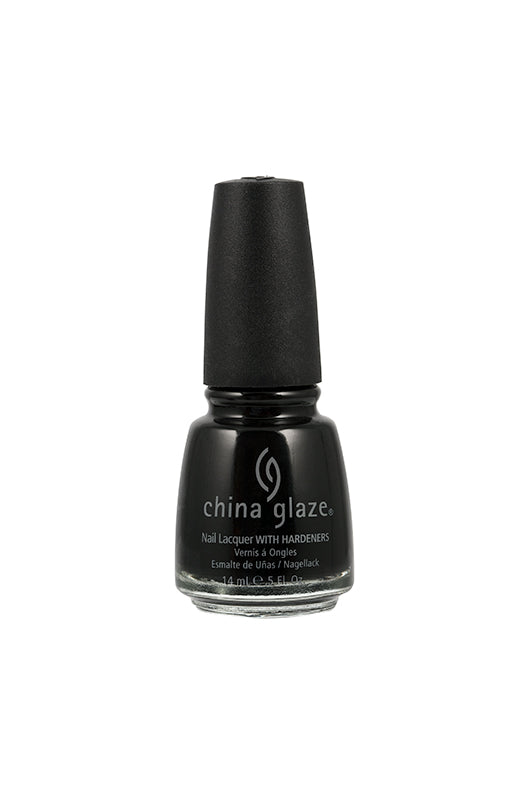 Front facing of a 0.5-ounce Black shade of a nail color from China Glaze with Liquid Leather  variant