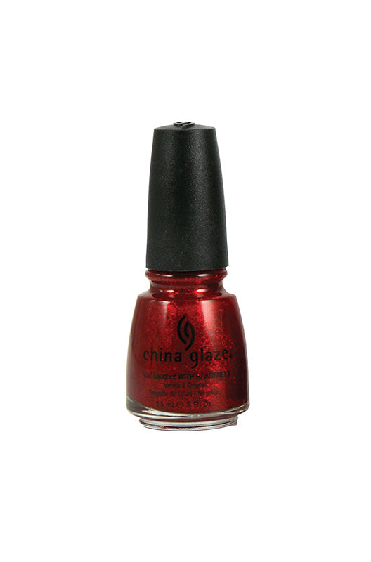 Capped bottle of a nail polish in Ruby Pumps variant isolated in white background