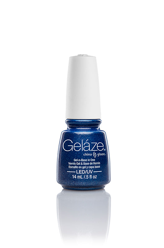 Front view of a nail  gel polish coat for nails with a blue shade of color from China Glaze-Gelaze collection