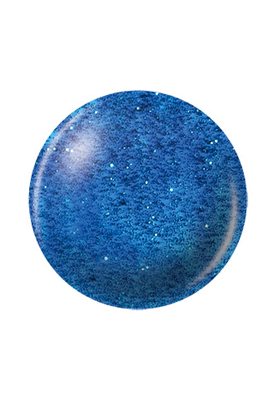 Sky with blue and silver glitters circular shape nail lacquer sample color swatch