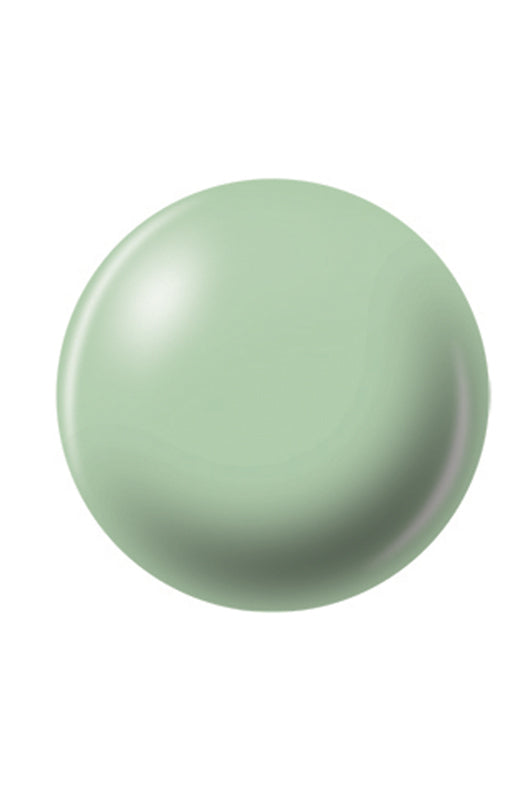 A pastel mint green ball in a realistic display nail lacquer sample color swatch