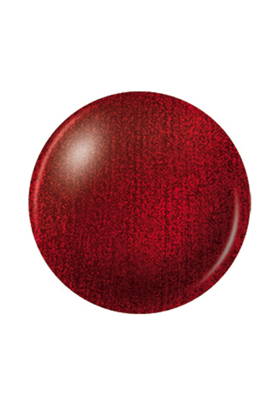 A deep berry red metallic color nail polish sample color swatch of a circular shape isolated in white background