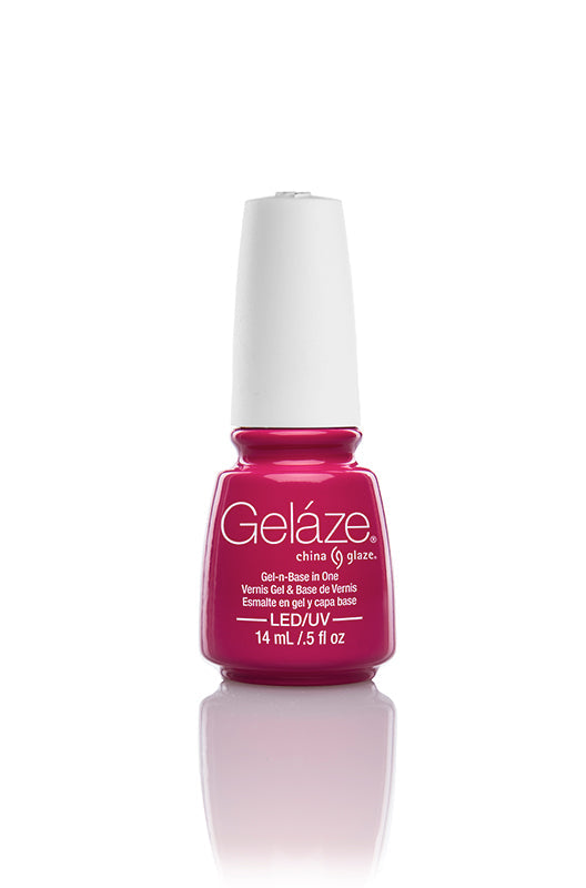 A beautiful bottle of a fuschia gel color with white lid in Make an Entrance shade from China Glaze - Gelaze