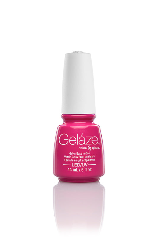 0.5-ounce bottle of a gel lacquer that includes a base coat from China Glaze - Gelaze collection with Rich & Famous shade