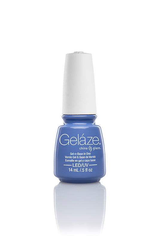 Frontage of China Glaze - Gelaze Nail base coat in blue color with white lid with Secret Peri-Wink-Le color