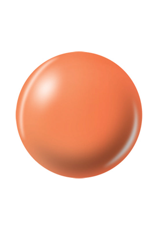 Peachy orange neon ball nail lacquer sample color swatch isolated in white background