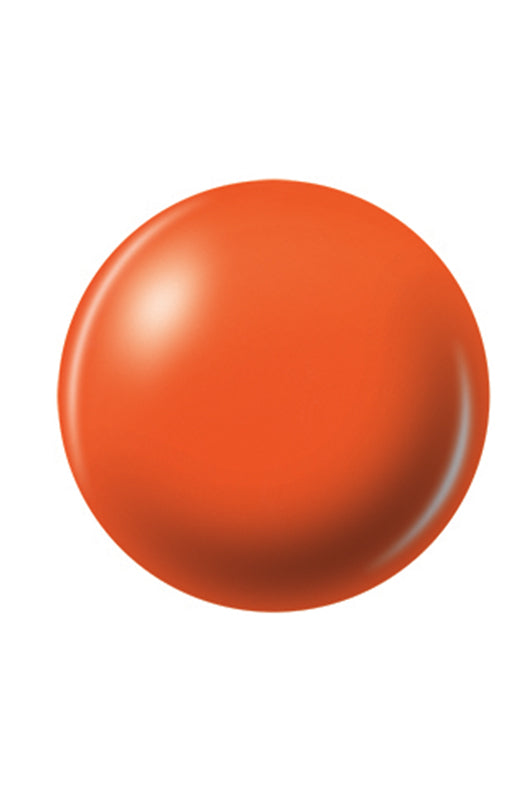 A bright tangerine orange neon round shape  nail enamel sample color swatch isolated in white background