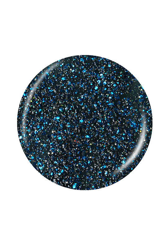 Navy blue glitter and dark blue round shape sample color swatch badge in white background
