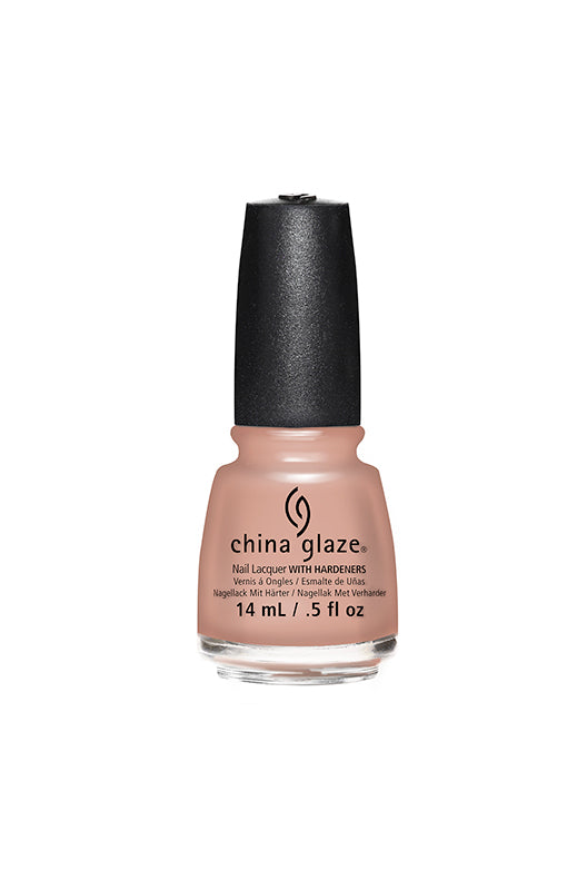 0.5-ounce Capped glass bottle of nail polish from China Glaze in Sorry I'm Latte variant