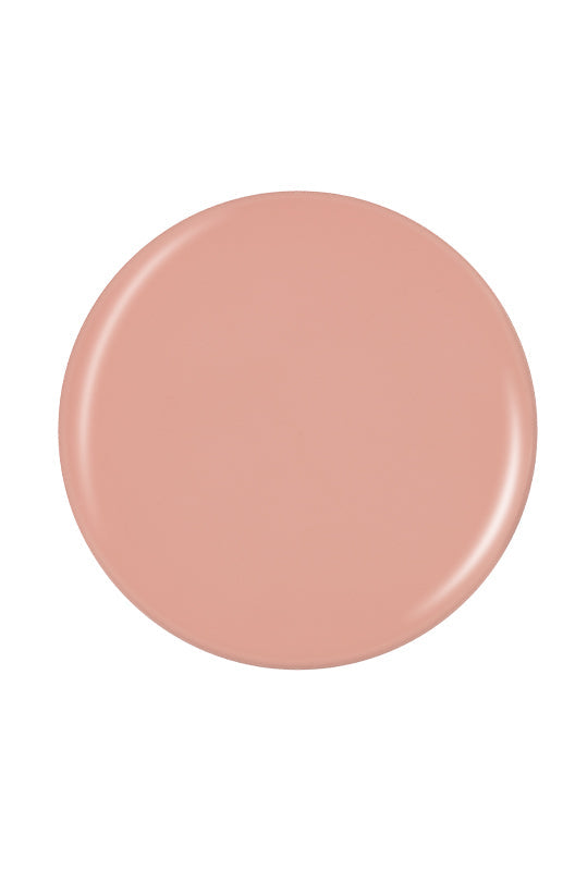 Shiny nude cream button nail polish sample color swatch in the white color backdrop