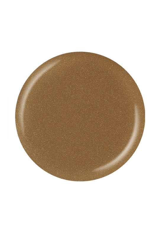 Shimmery gold circle nail polish sample color swatch isolated in white setting