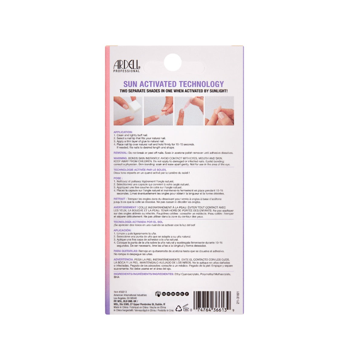 The back of 12 nail packaging 
