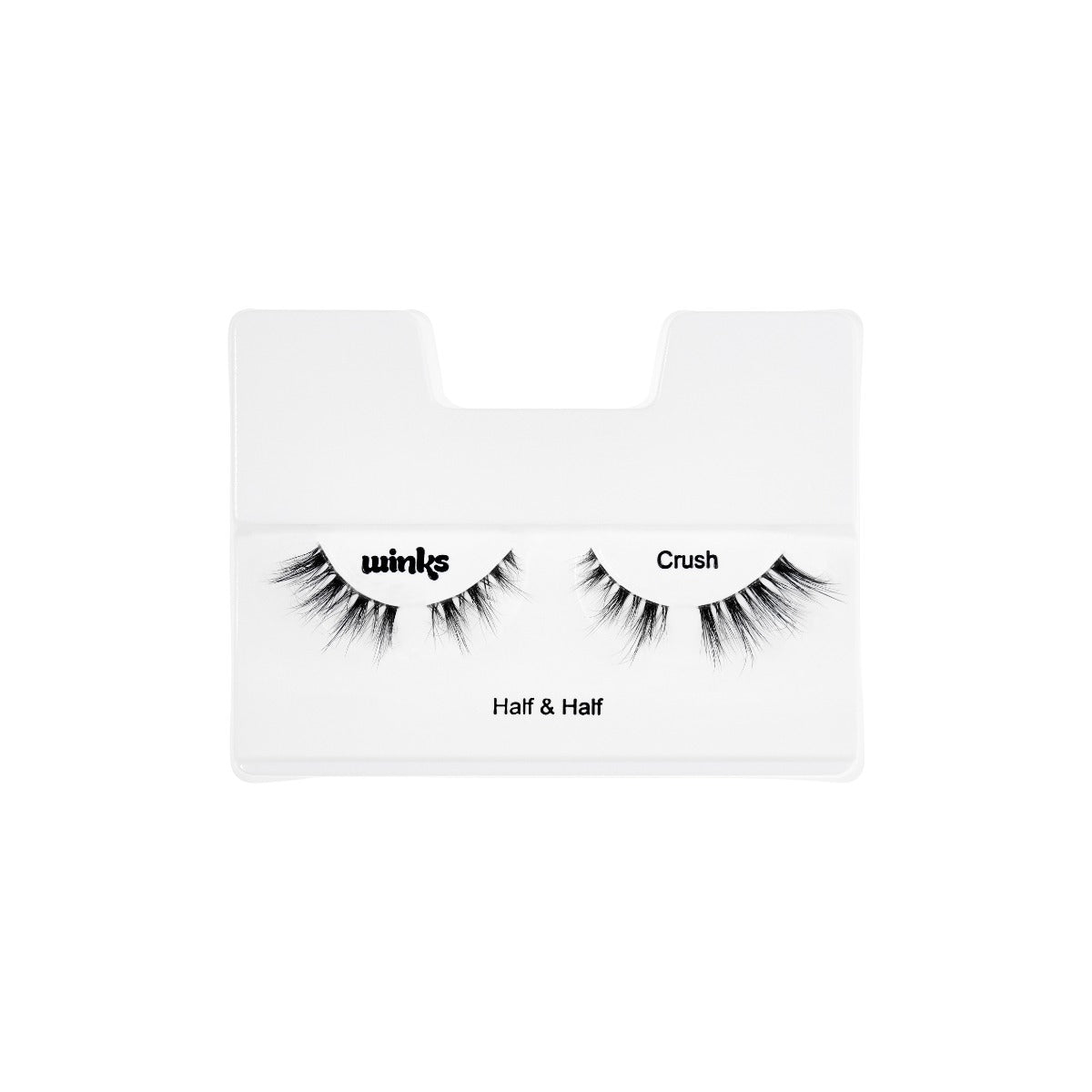 Winks Half & Half Pre-Cut Lashes Crush tray showing its inclusions