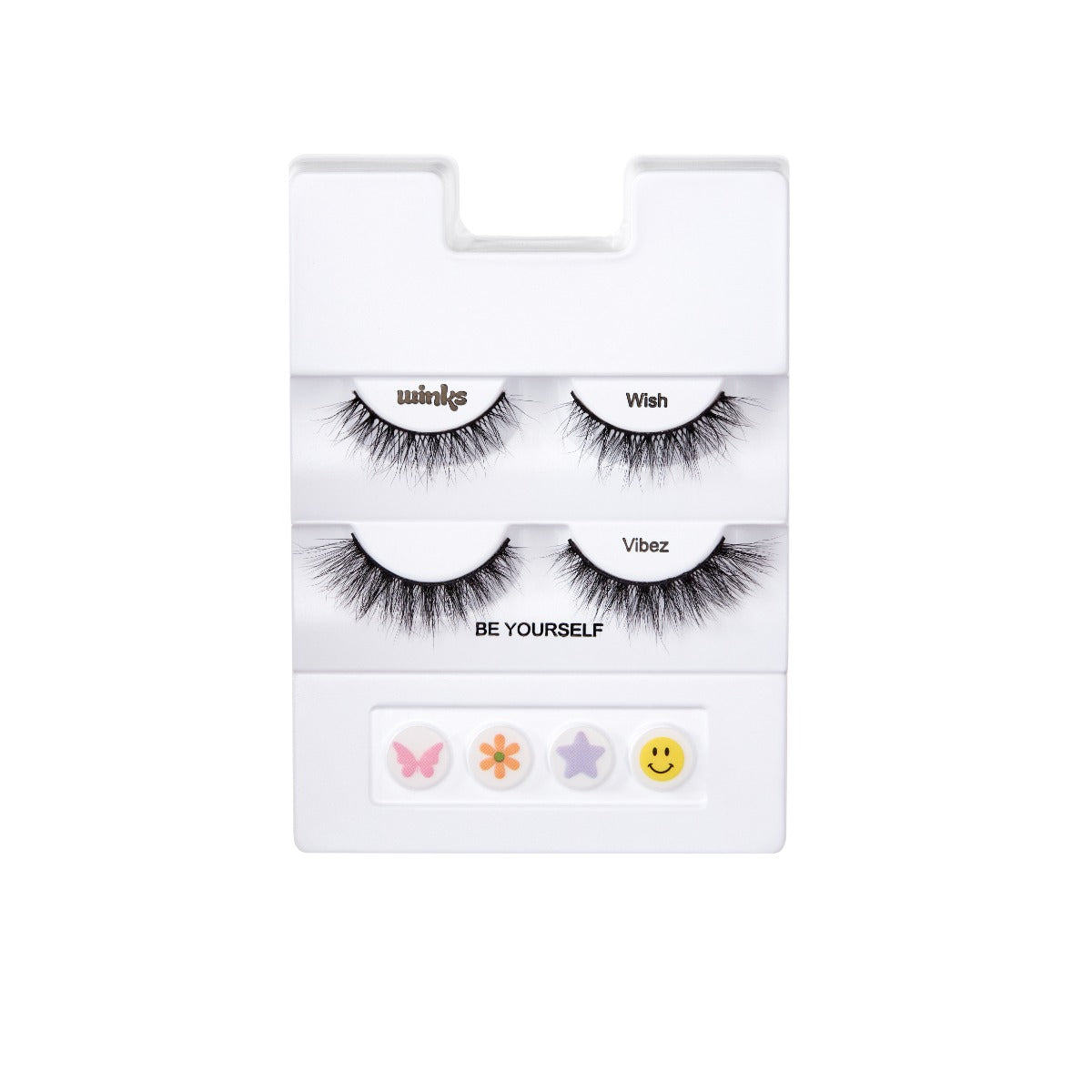Winks Be Yourself Wish + Vibez   Lashes & Patches tray showing its inclusions