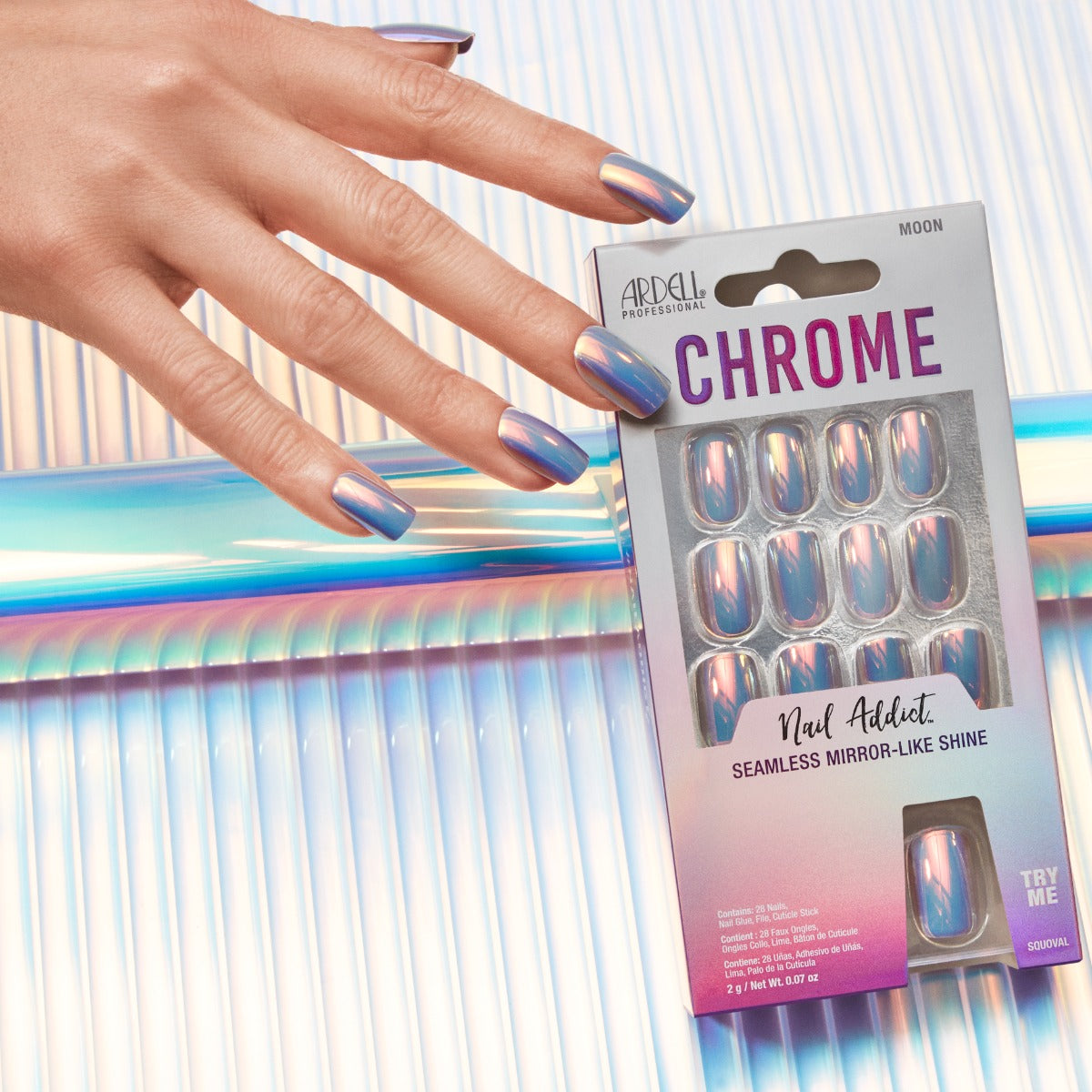 Stylized image of Ardell Nail Addict Chrome Moon 