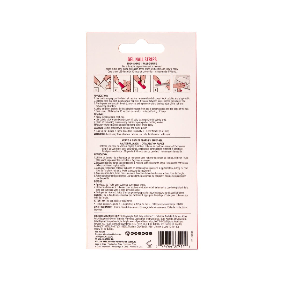 Back details of Ardell Nail Addict Gel nail strips pack