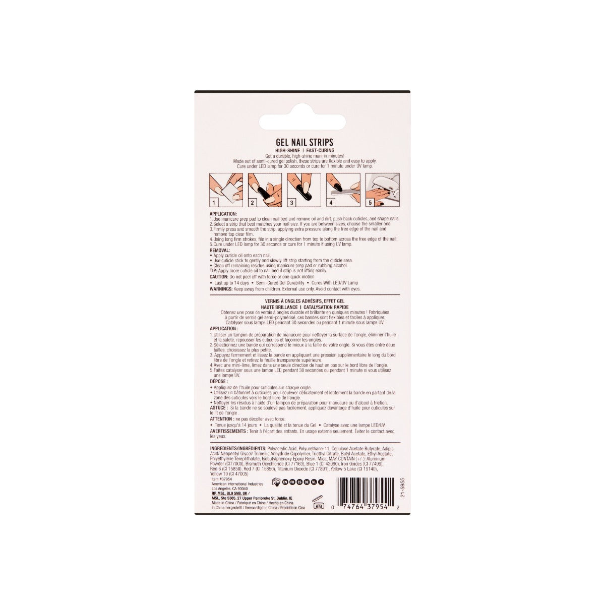 Back of Ardell Nail Addict Gel Nail Strips packaging