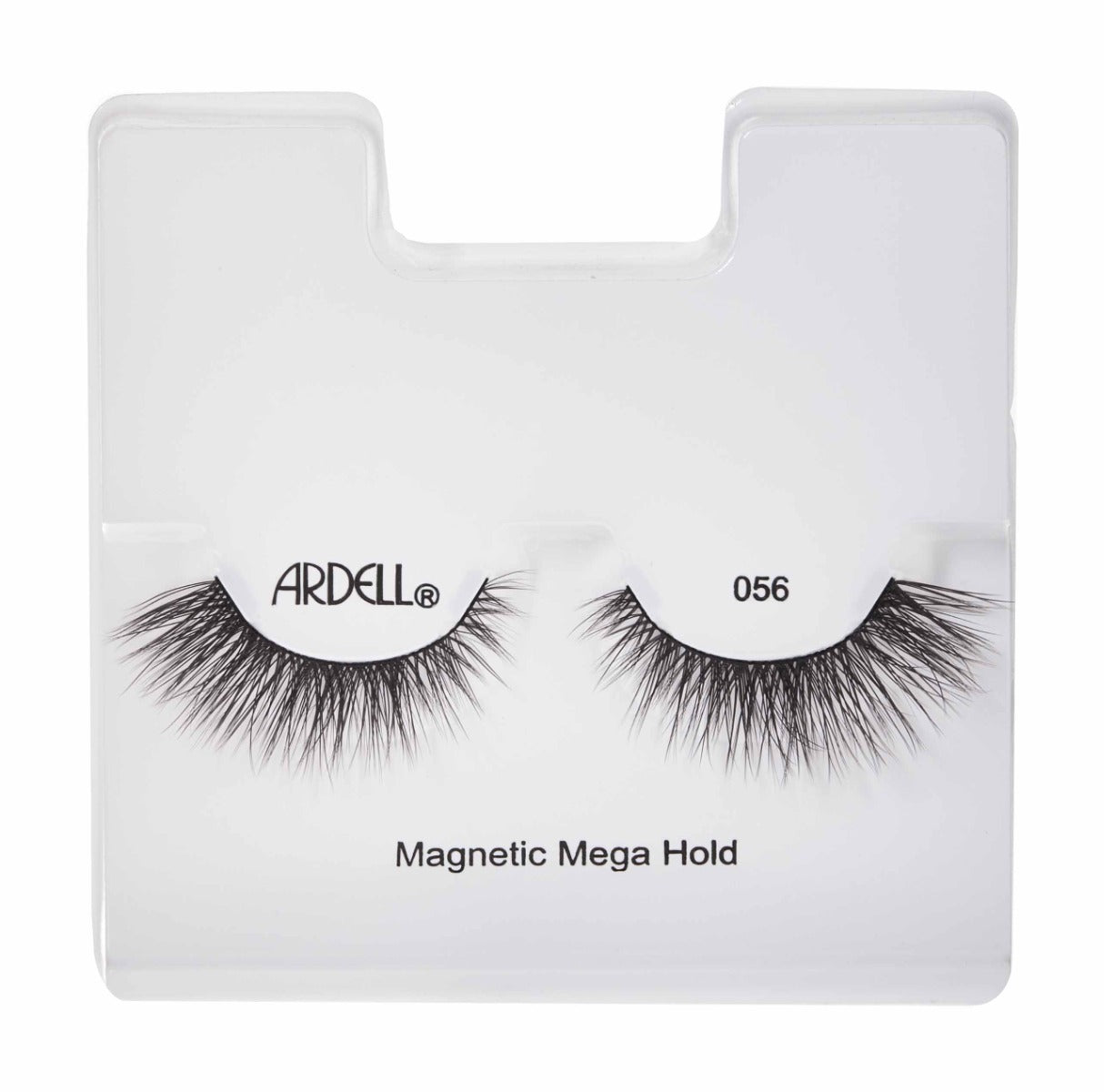 A pair of Ardell Magnetic Megahold 056 showing its winged flared lashes isolated in white color setting