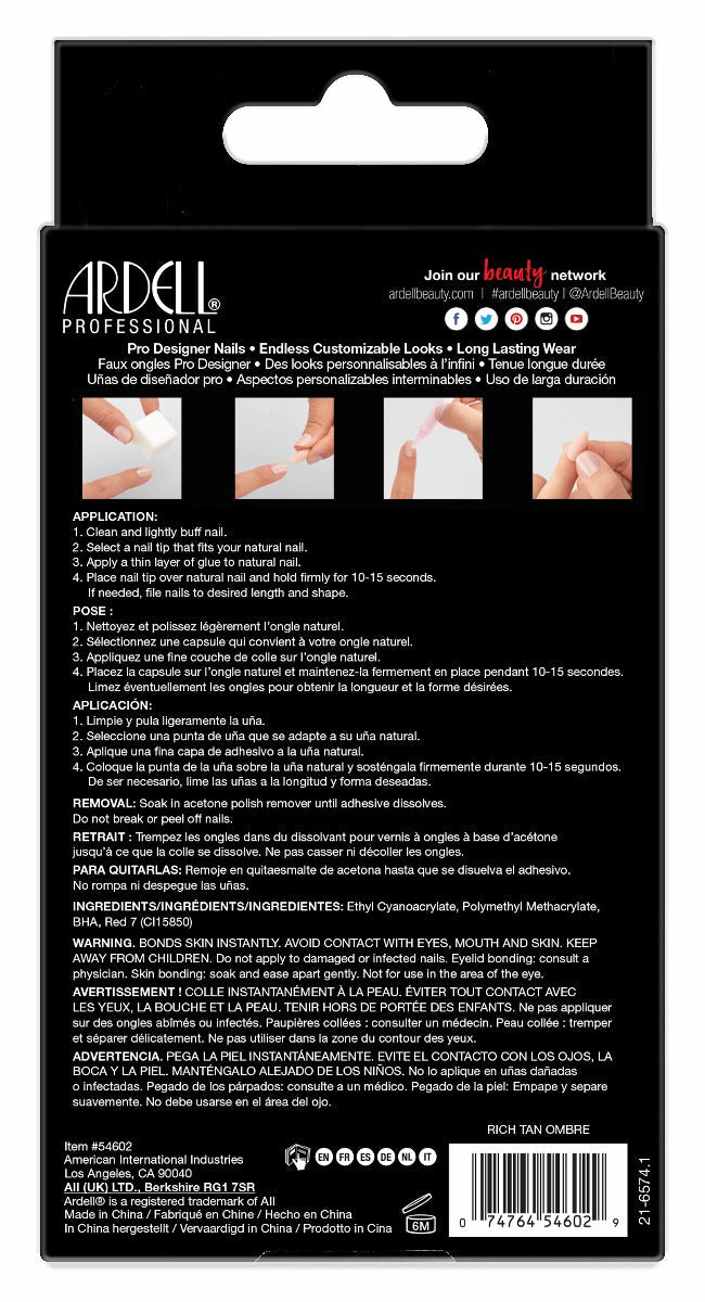 Back of Ardell Nail Addict Premium Nail Set, Crystal Glitter pack with instructions