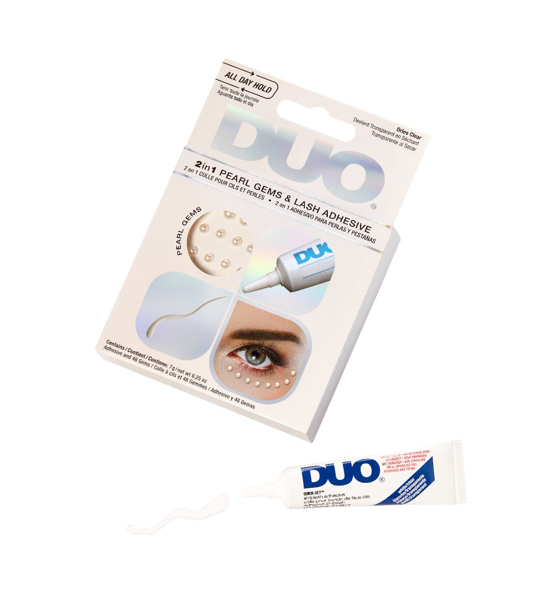 DUO 2-in-1 Pearl Gems & Lash Adhesive Pack – Adhesive and pearl gems combo, perfect for enhancing eye makeup with a unique touch.