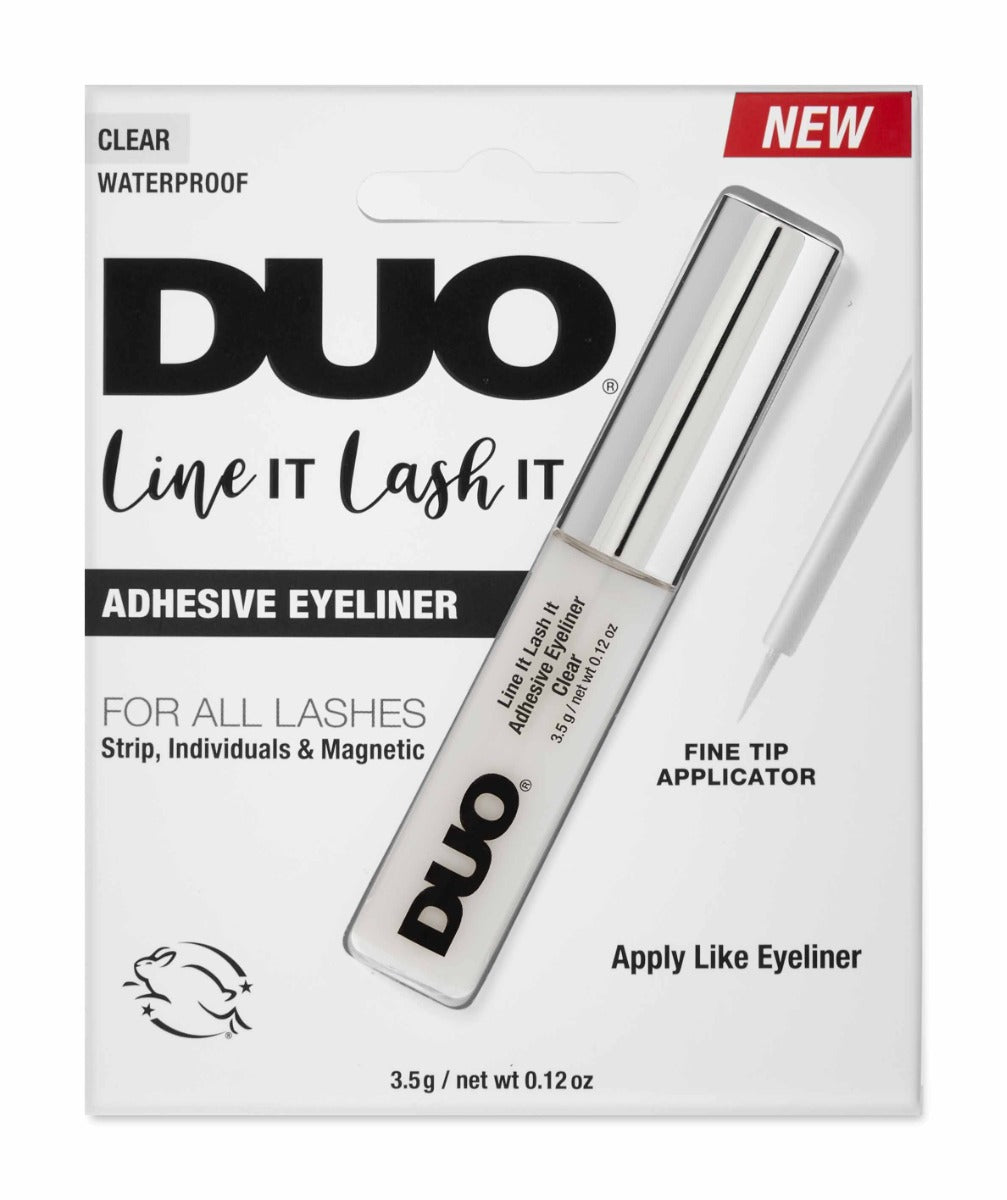 Front-facing of Ardell DUO Line It Lash It Clear in a sealed retail wall-hook ready packaging