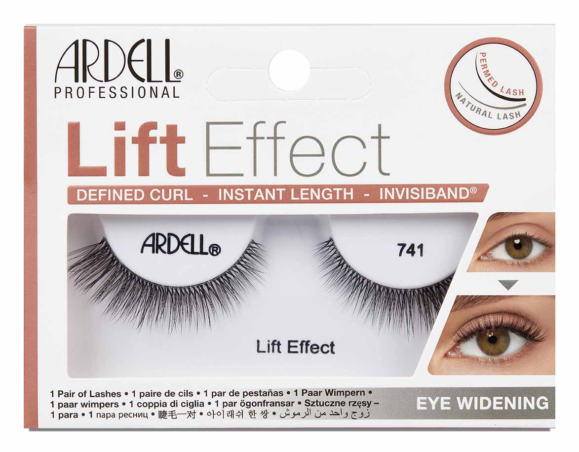 Front view of an Ardell Lift Effect 741 false lashes set in complete retail wall hook packaging