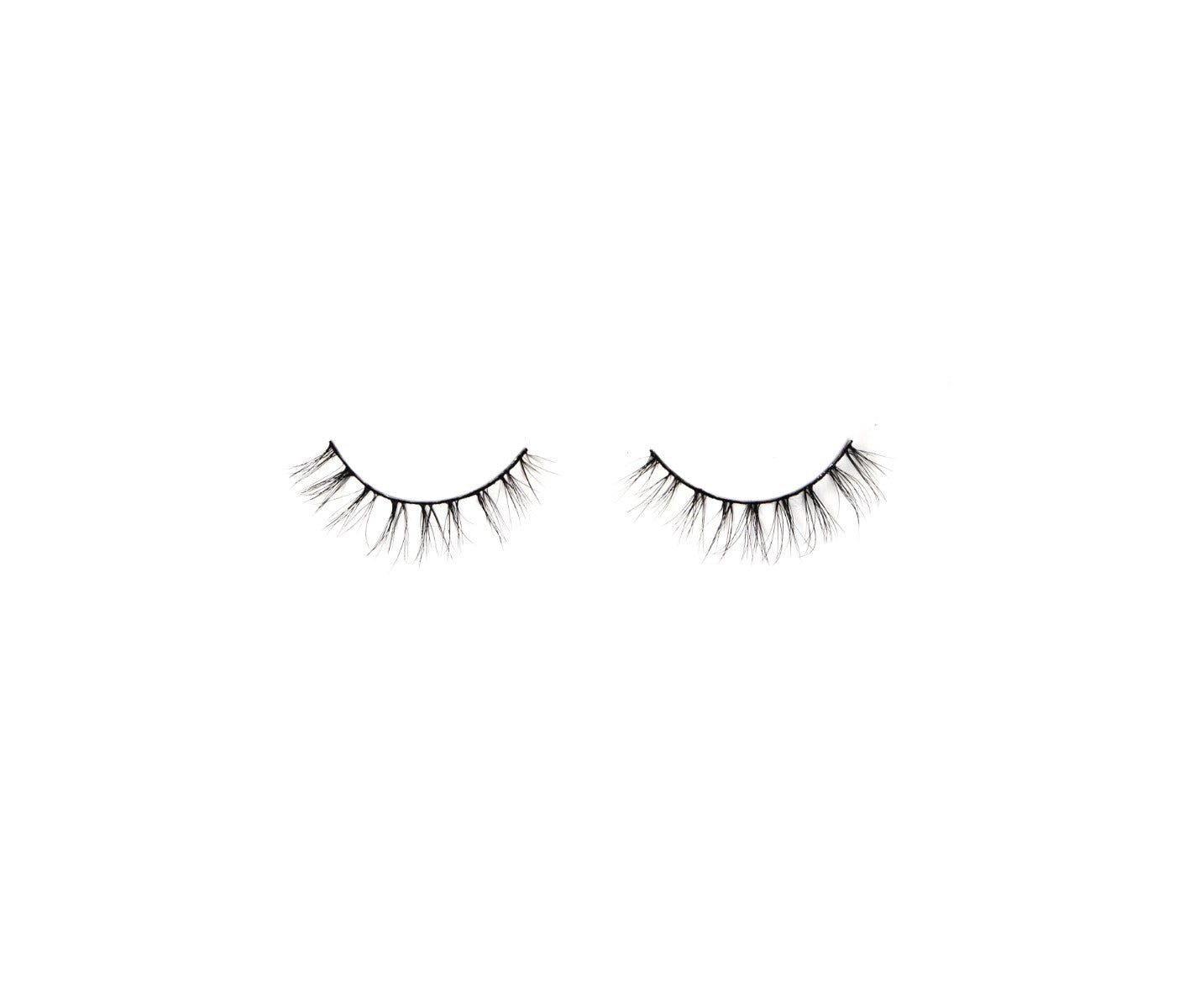 Ardell's Ecolashes 453 with multi-layered lash fibers, medium volume, medium length and a rounded shape