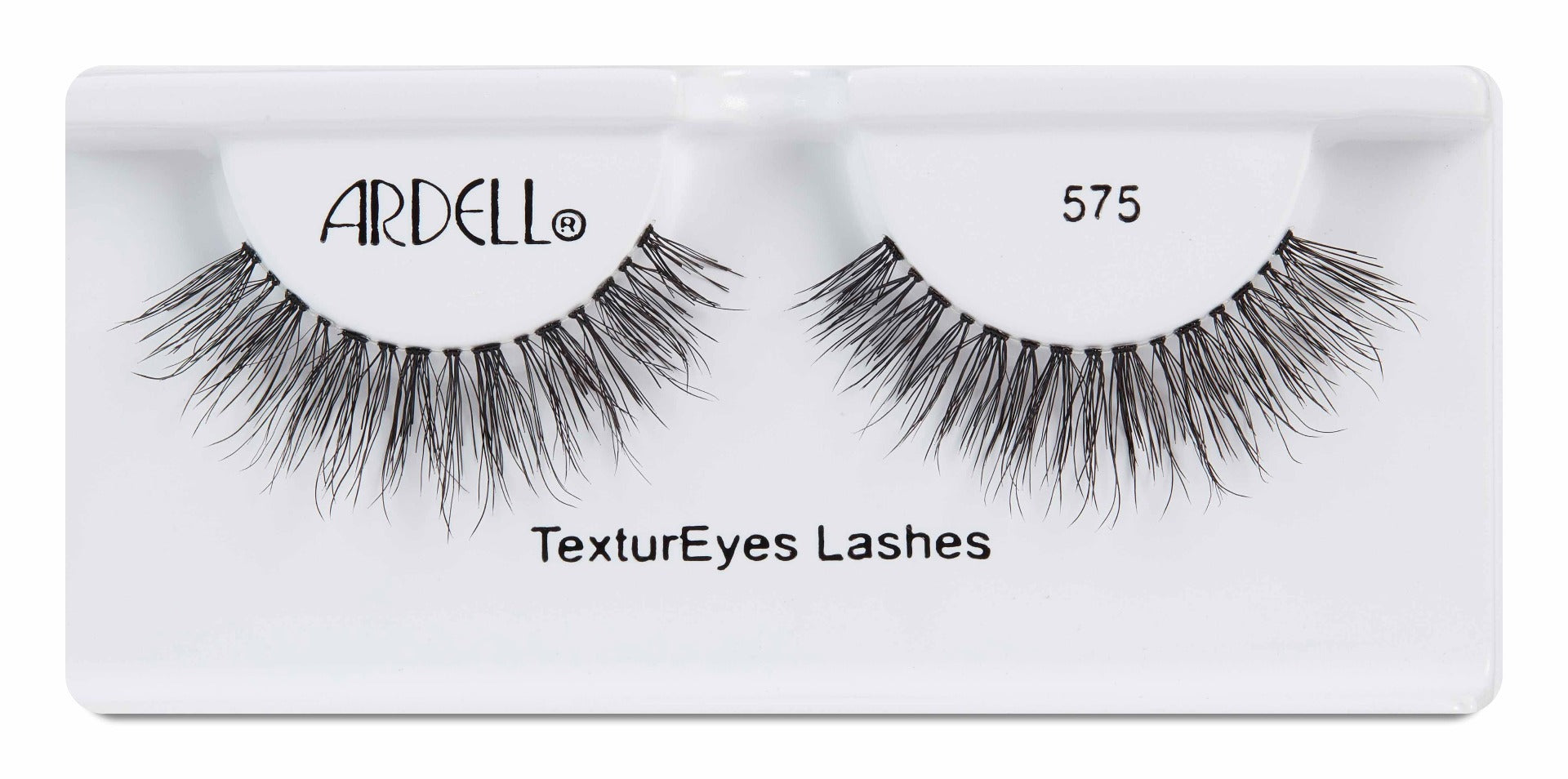 A pair of Ardell Textureyes Lash 575 was placed into its inner pack with some texts written on it