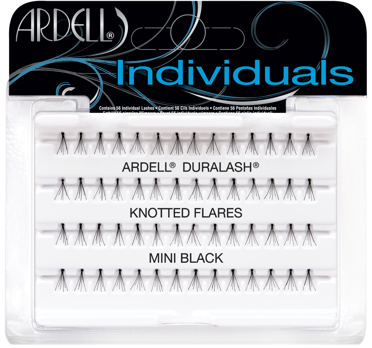Duralash Flare - Mini false lashes set in complete retail wall hook packaging with printed label text