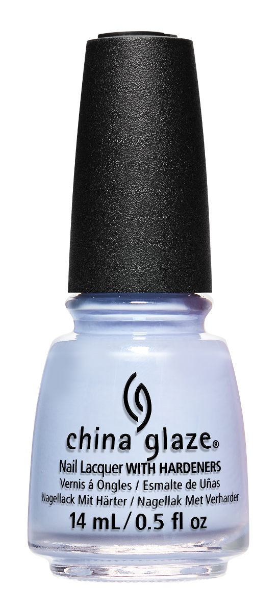 Front view of China Glaze Nail Lacquer, Fields of Lilac with China Glaze black cap.
