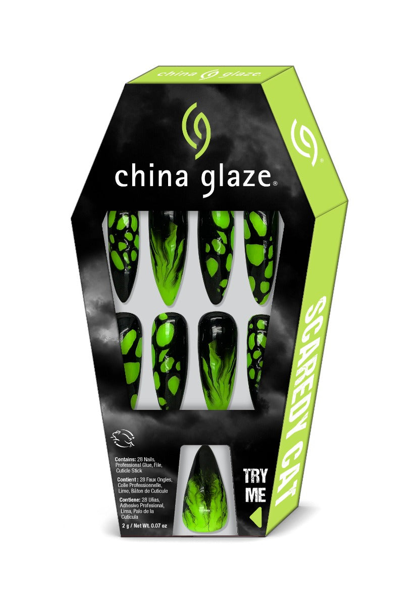 A China Glaze Nail Tips, SCARDEY CAT Nude packaging display