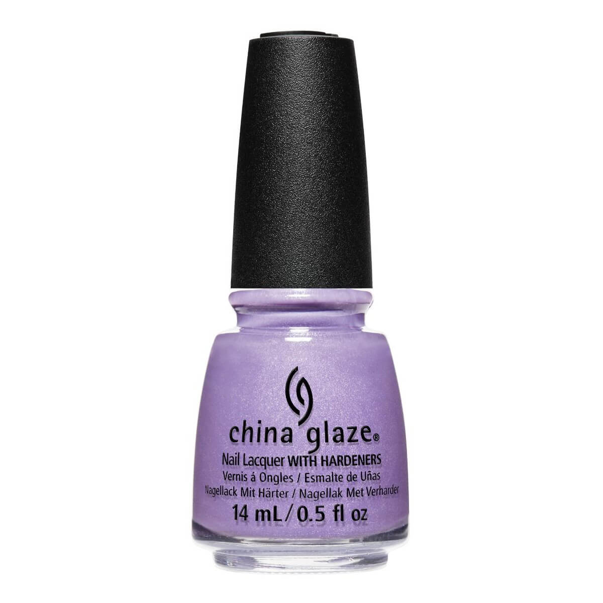 Front view of China Glaze bottle with black cap in shade Sky of Lavender.
