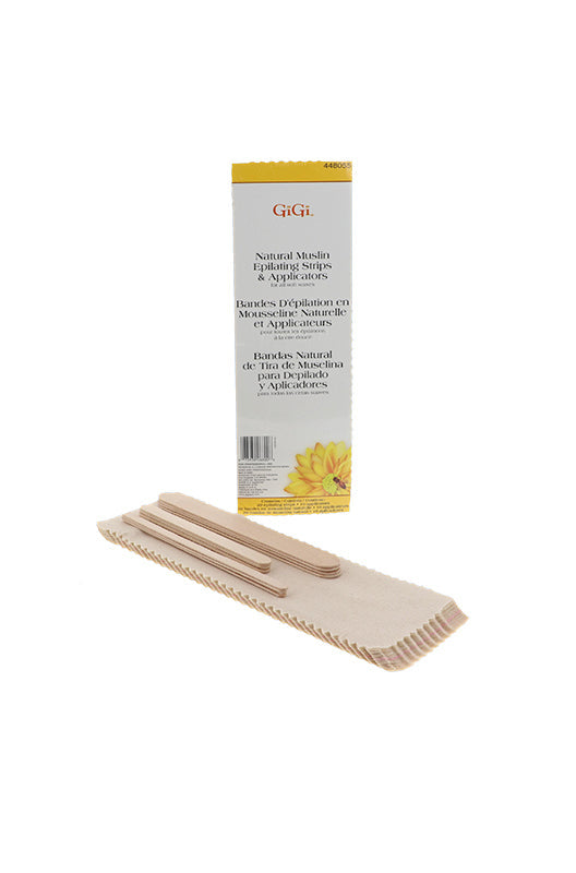 GiGi Natural Muslin Epilating Strips & Applicators, Combo Pack - 2