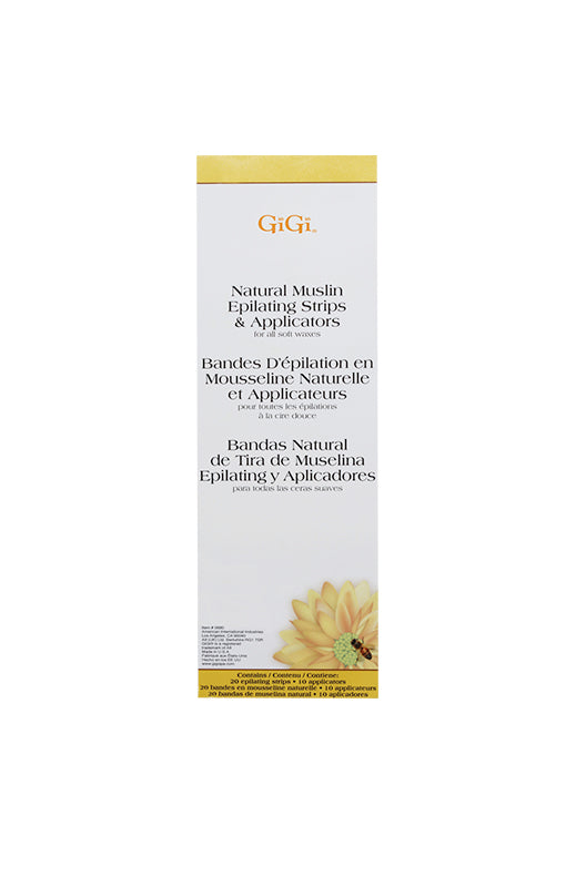 GiGi Natural Muslin Epilating Strips & Applicators, Combo Pack - 3