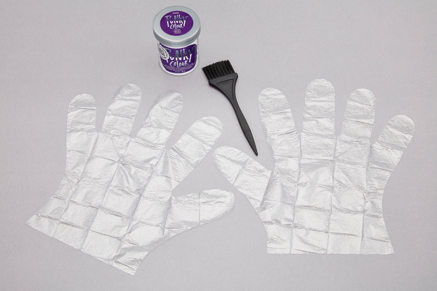 Punky Colour Semi-Permanent Hair Color Kit Violet contents: Punky Colour Hair Color, brush, & plastic gloves