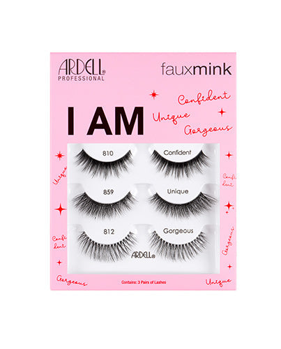 Front of Ardell Faux Mink Box 2: I Am Confident, Unique, Gorgeous lashes sealed packaging box 