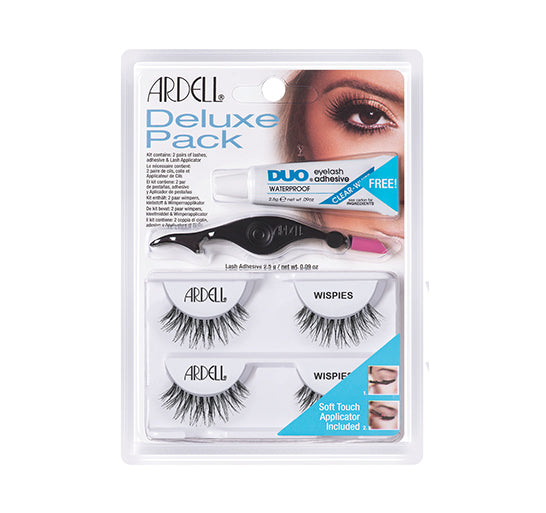 Ardell Deluxe Pack - Wispies two pack, DUO adhesive and soft-touch applicator in clear retail pack