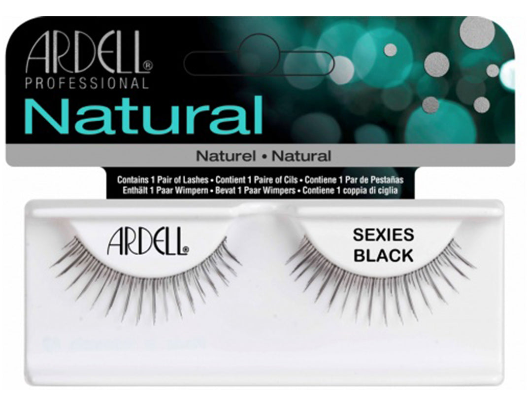 Front of Ardell Natural SexiesArdell Corset 500 wall-hook ready packaging with "Sexies Black"
