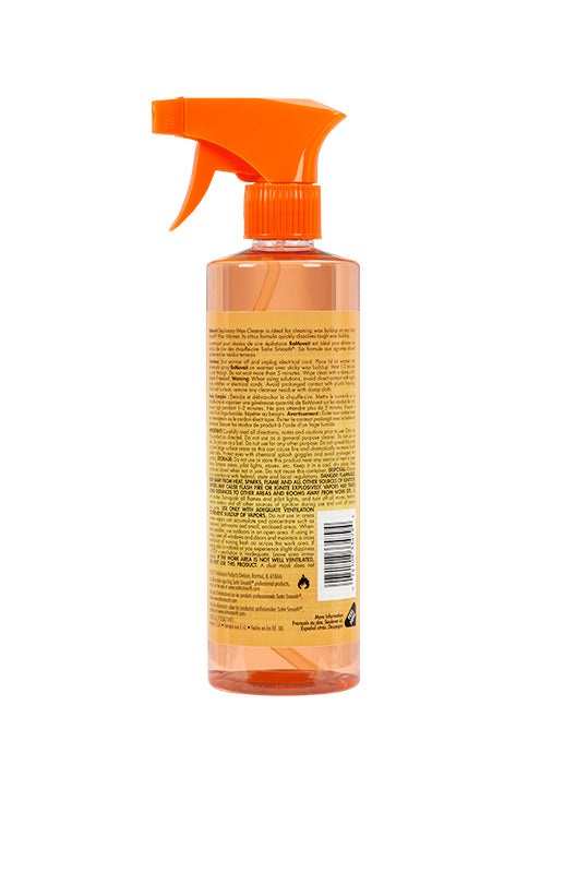 A closer view on the back of hair removal spray cleaner with detailed text