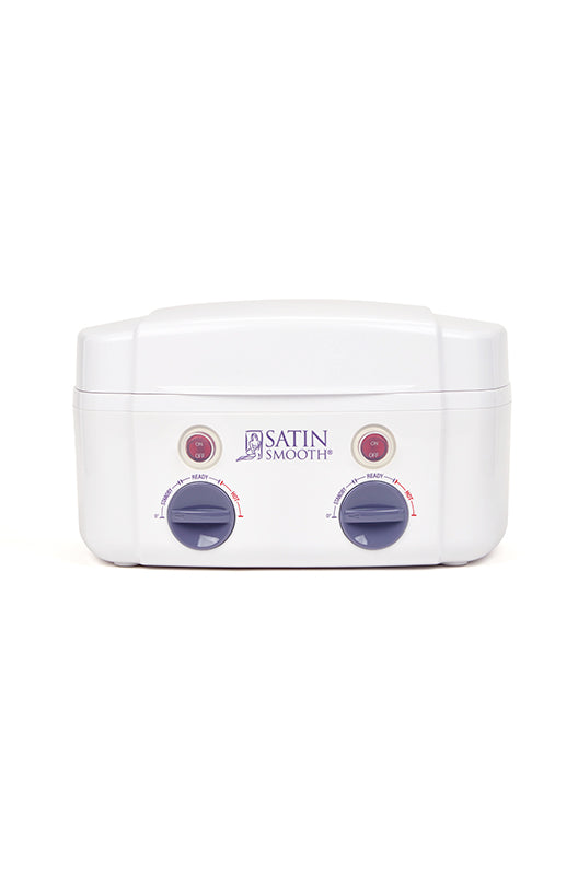 Wideview of a white professional wax heater with controller 